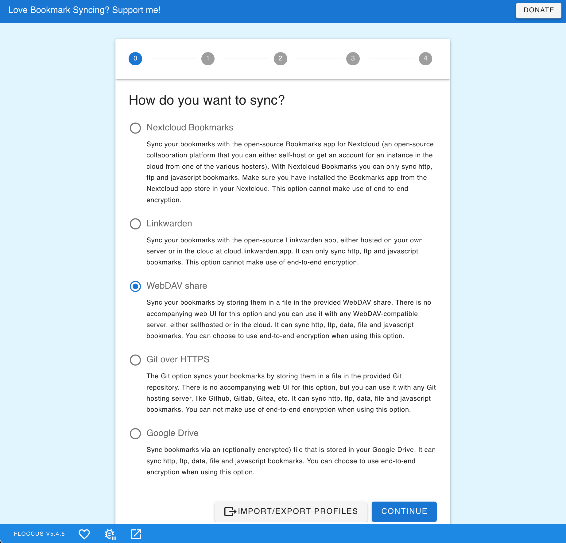 Использование WebDAV для синхронизации закладок через Floccus