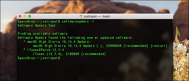 Вывод команды softwareupdate -l — список доступных обновлений