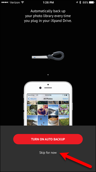 Выбор настройки Auto Backup в iXpand