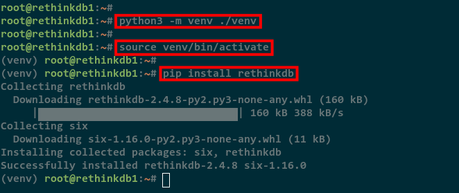 Установка Python client для rethinkdb