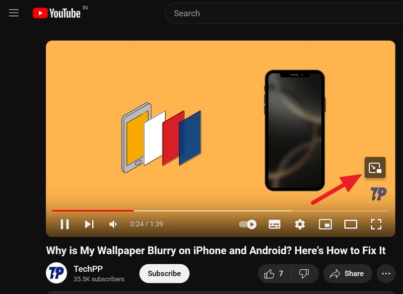 Пример вынесенного видео в Firefox