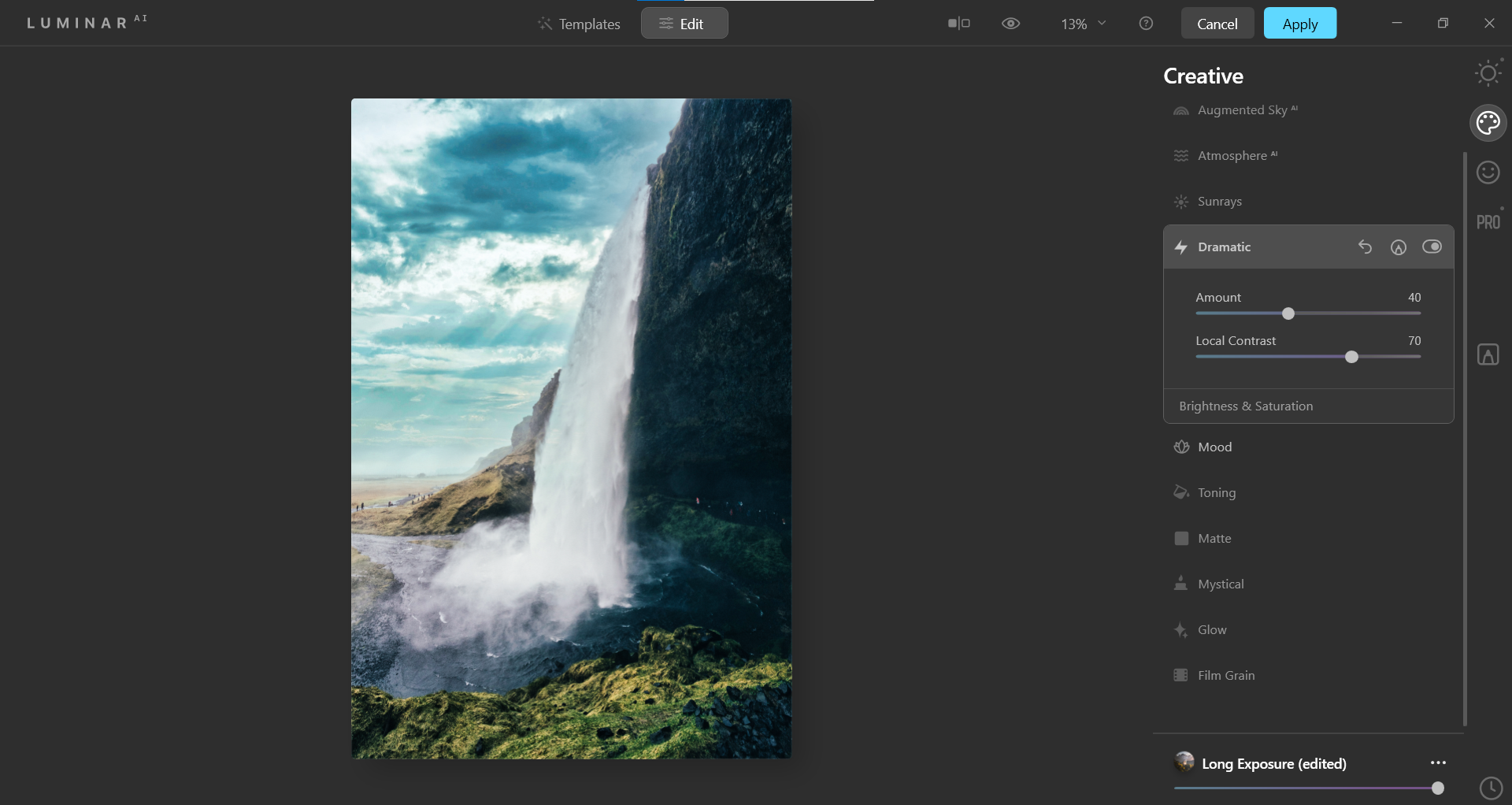 настройки Dramatic