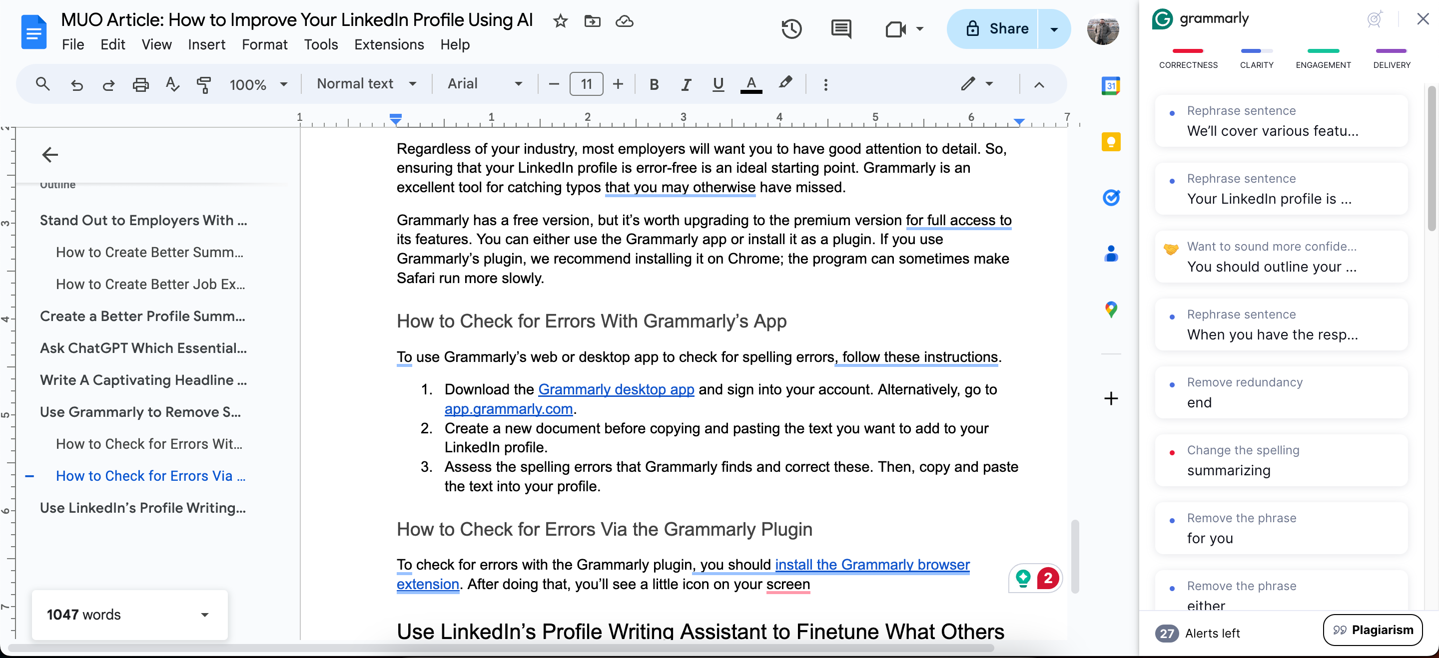 Значок Grammarly появляется в Google Docs