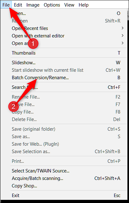 Запуск пакетной конвертации в IrfanView
