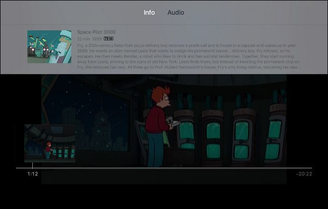 Экран воспроизведения Plex на Apple TV — панель управления и метаданные