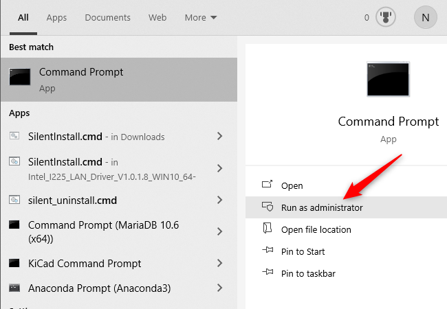 Запуск Командной строки от имени администратора