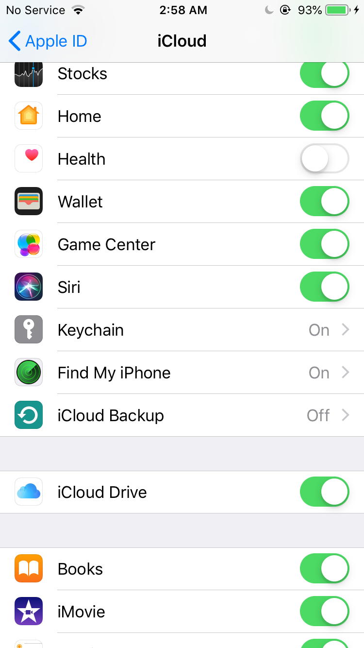 enable ipod icloud backup