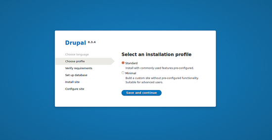 Выбор профиля установки Drupal