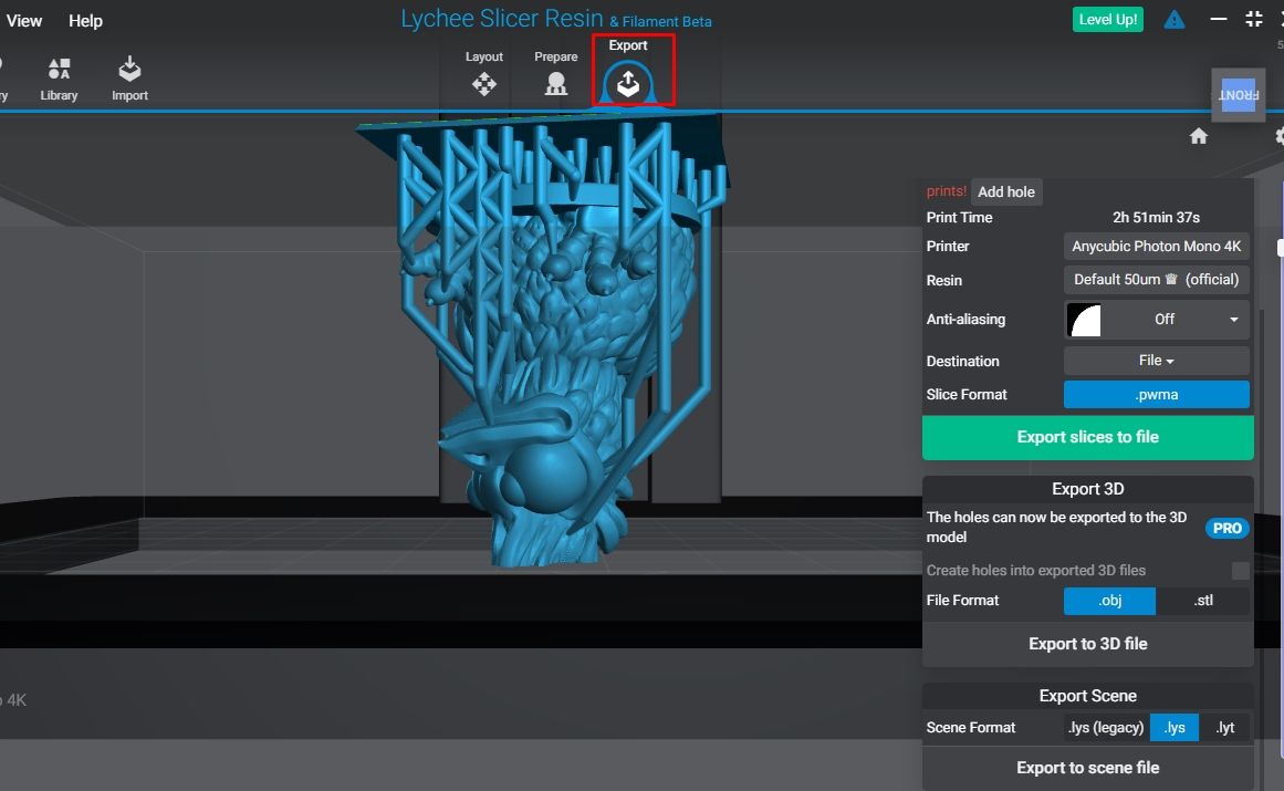 Экспорт 3D-объекта в Lychee