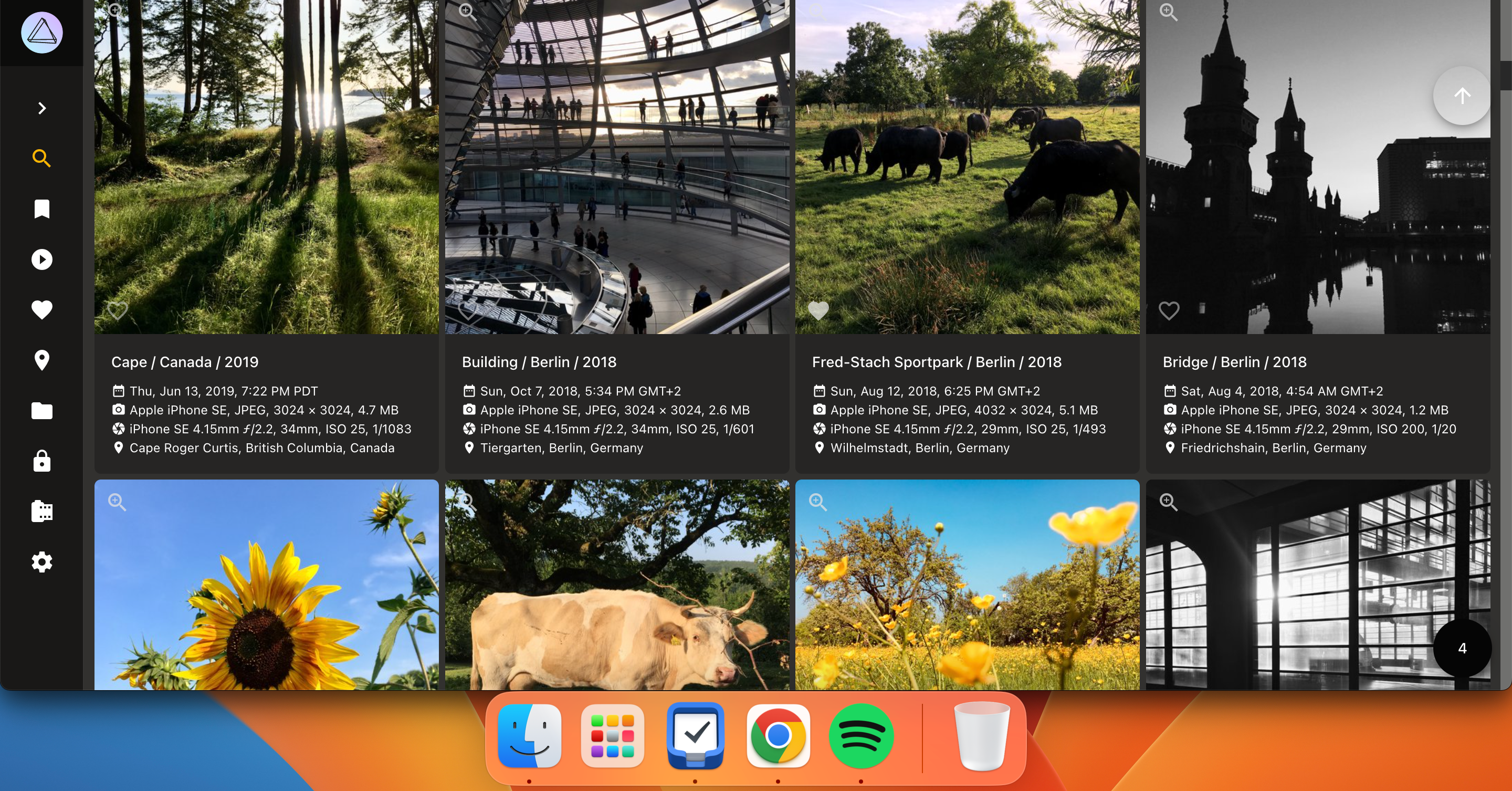 опция добавления изображений в избранное в PhotoPrism