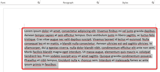 Выделение текста в документе Word