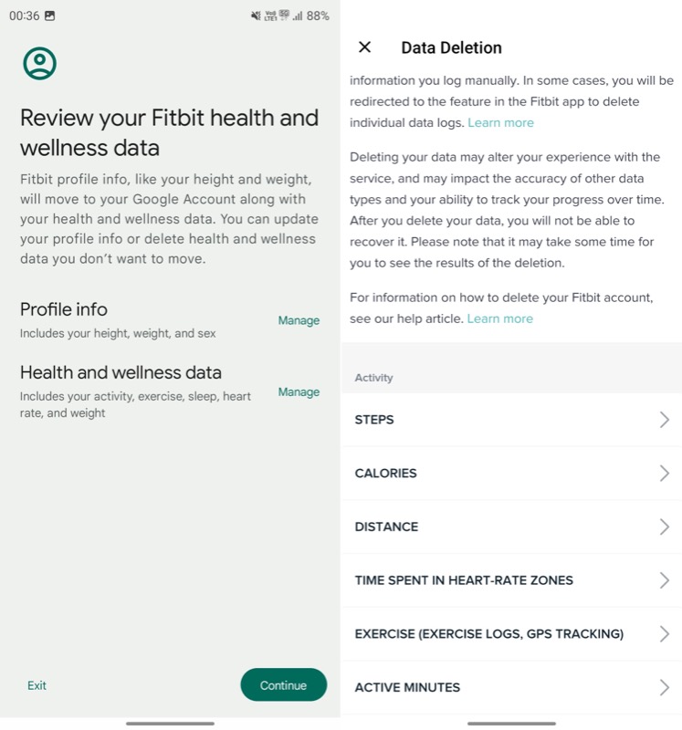 Подтверждение устройств Fitbit перед переносом