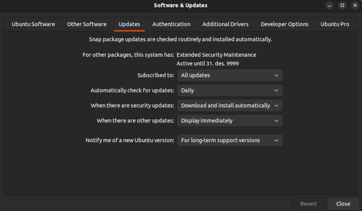 ubuntu software updates and upgrades center