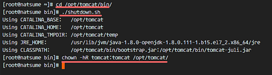 Остановка тестового сервера Tomcat