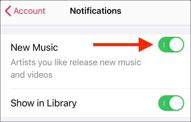 Выключите переключатель рядом с Новой музыкой