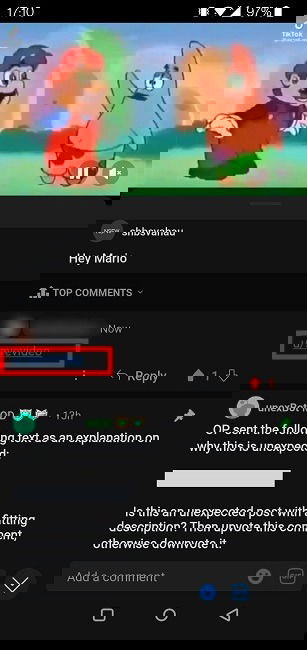 Комментарий с вызовом Reddit-бота u/savevideo