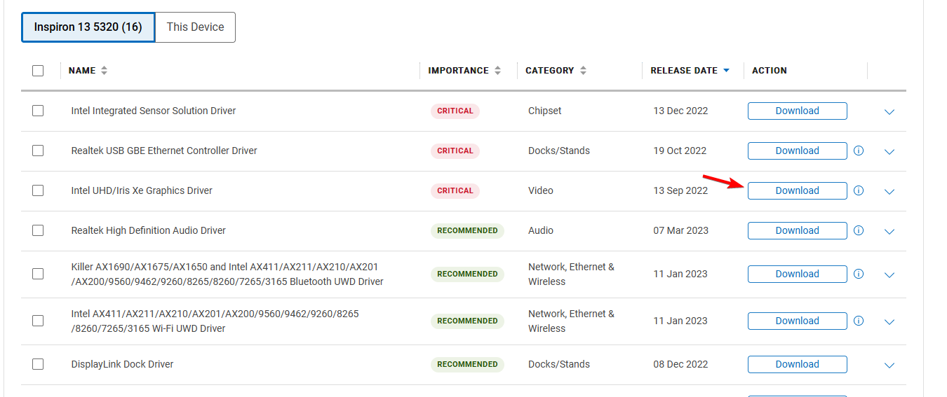 Загрузка драйвера Dell