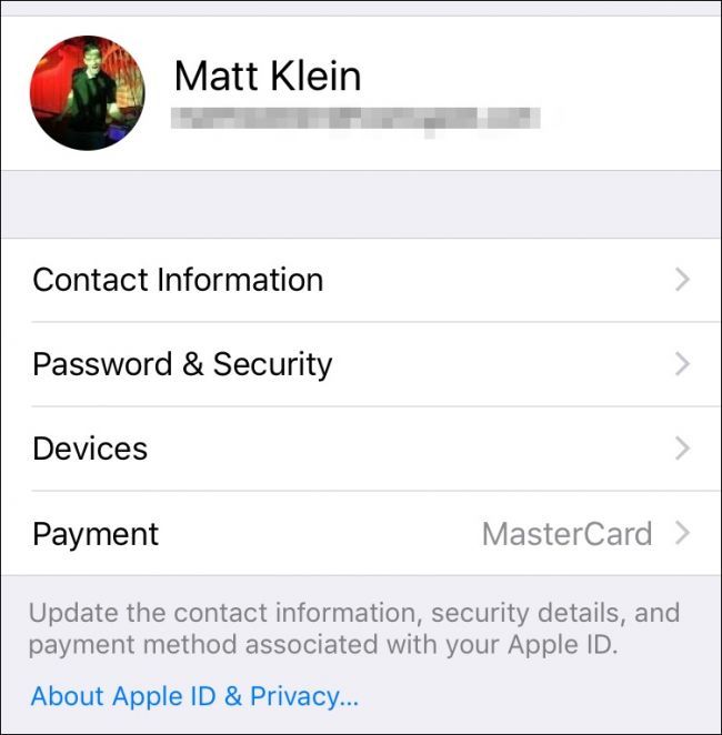 Список устройств iCloud на iPhone