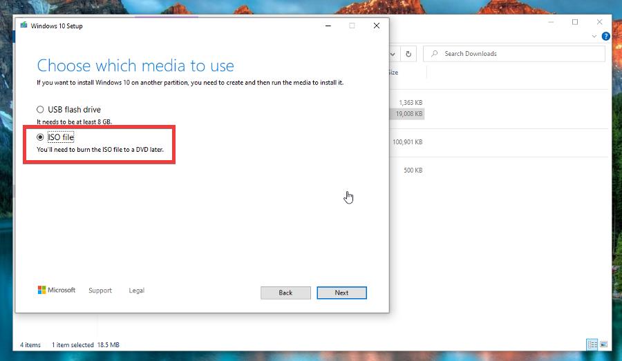 Выбор сохранения образа ISO
