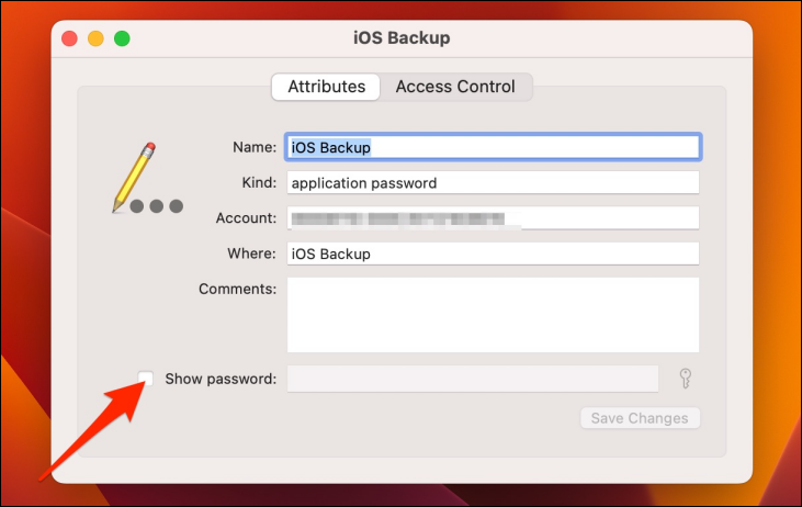 Отметить Show Password