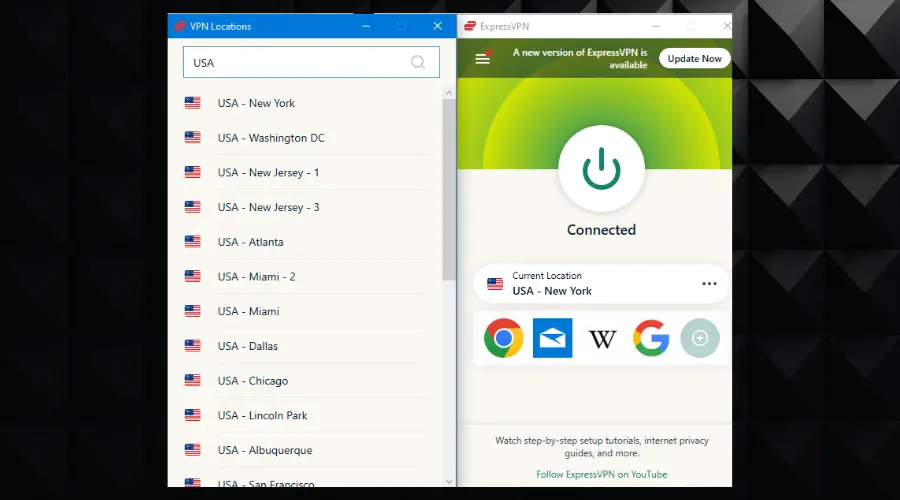 подключиться к любому серверу expressvpn