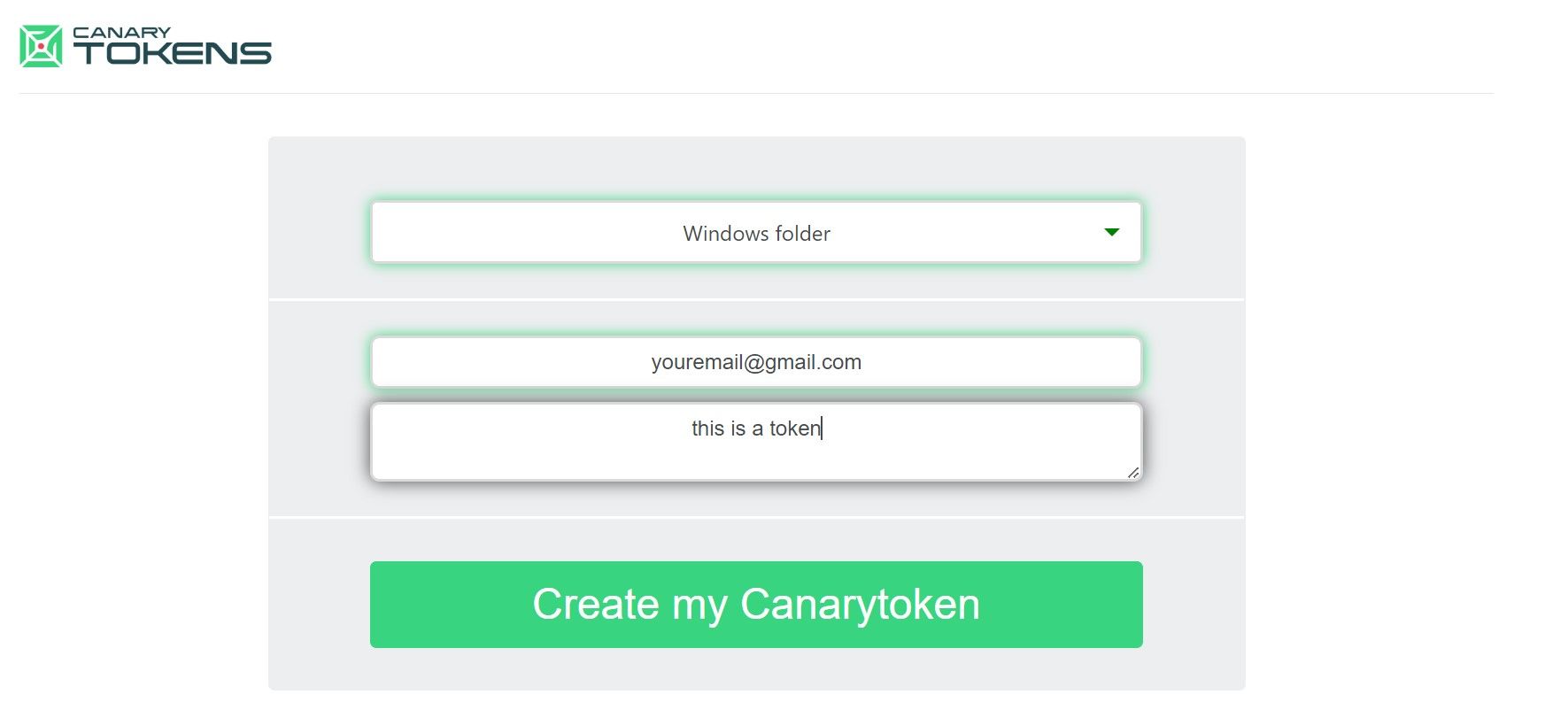 Заполнение полей в генераторе токенов