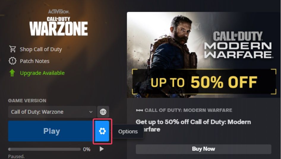 The Options button