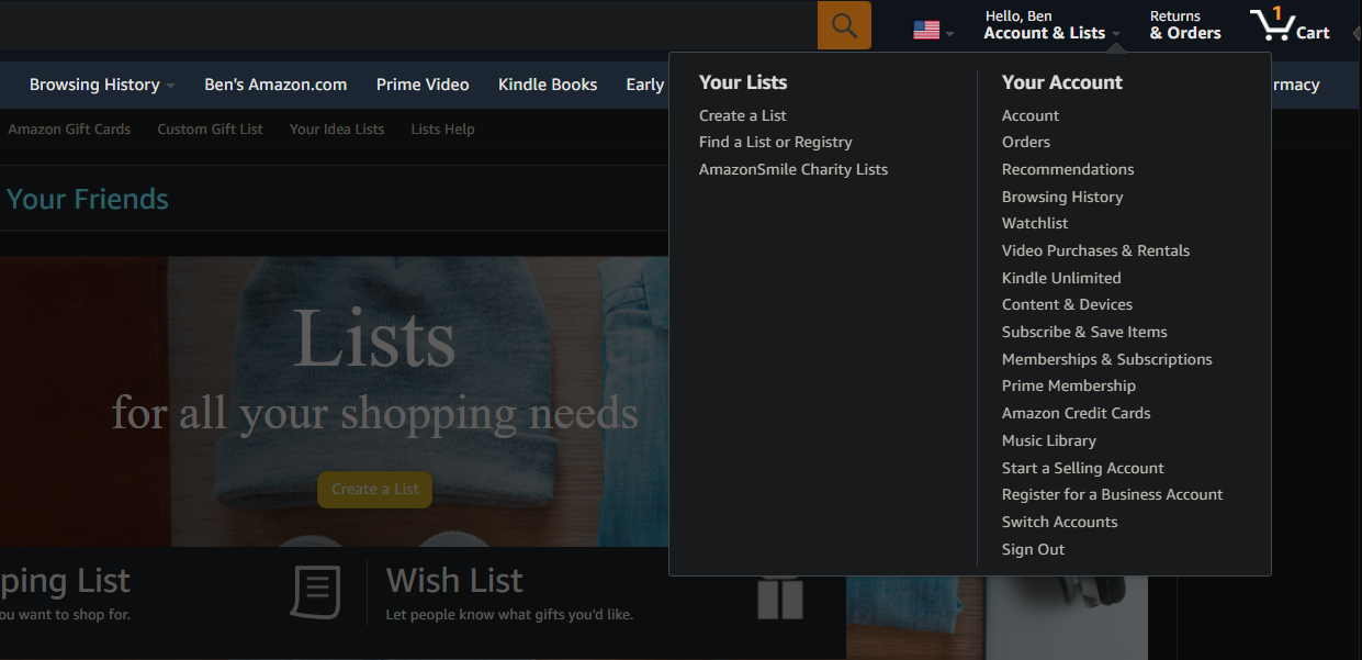 Списки Amazon: как создать, управлять и делиться