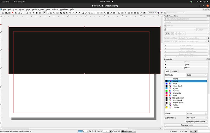 Make Business Card With Scribus Color Rectangle