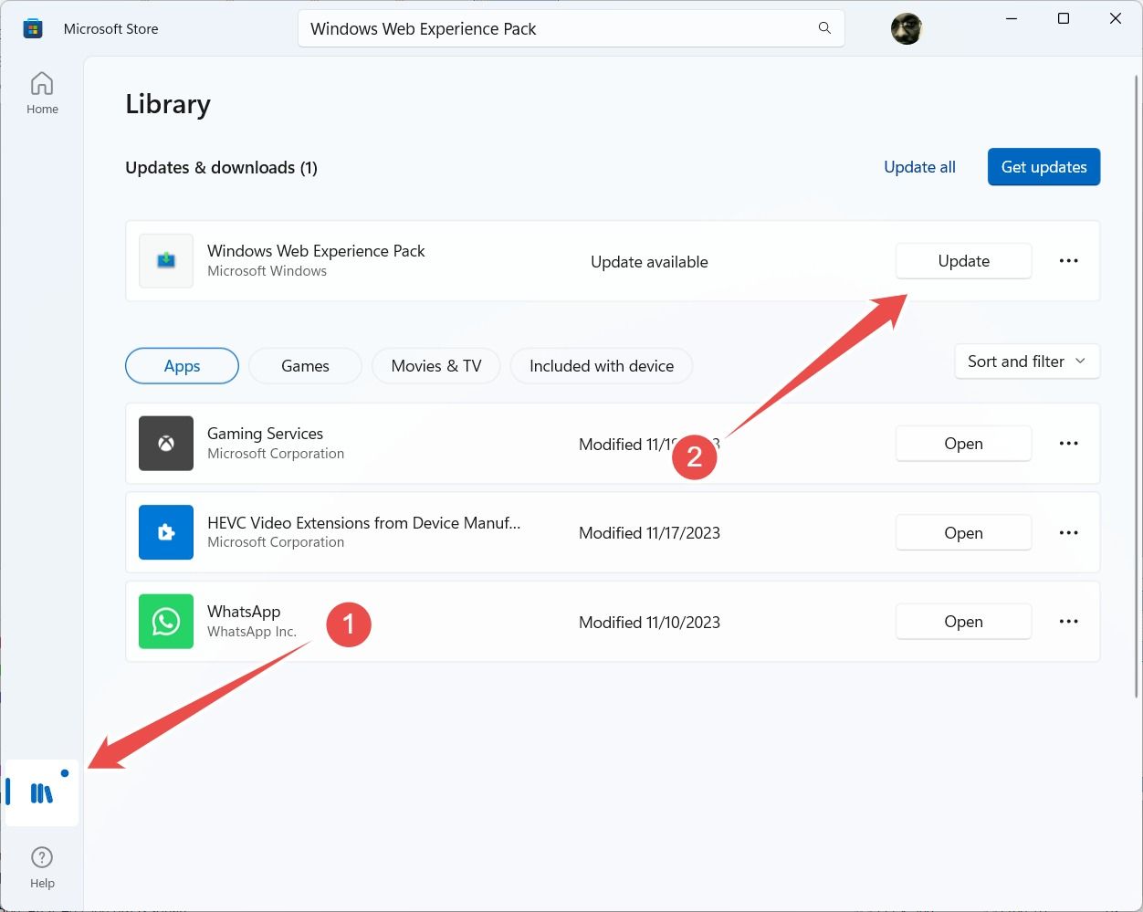 Обновление Windows Web Experience Pack в Microsoft Store