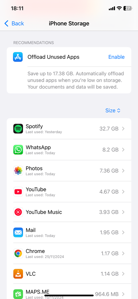 Страница хранения iPhone