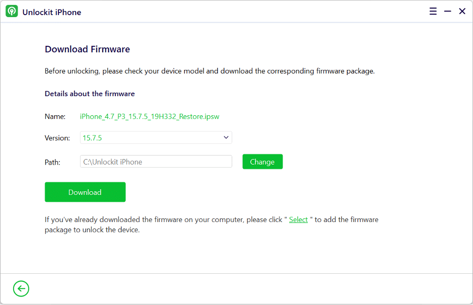 Fase finale del processo di rimozione del passcode con Unlockit
