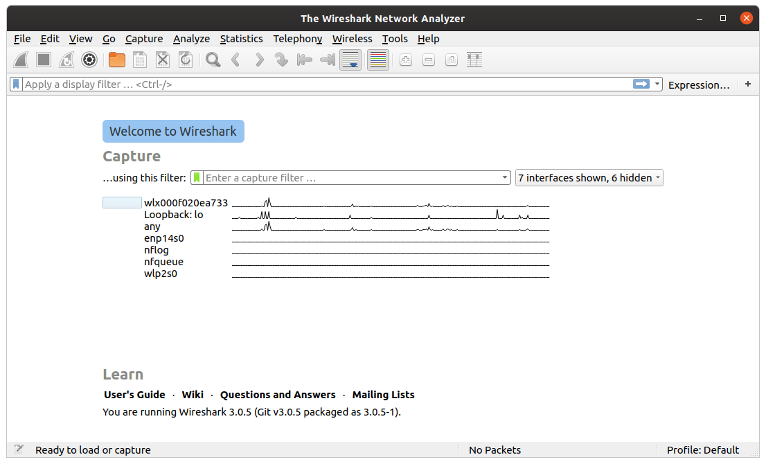 Wireshark main window