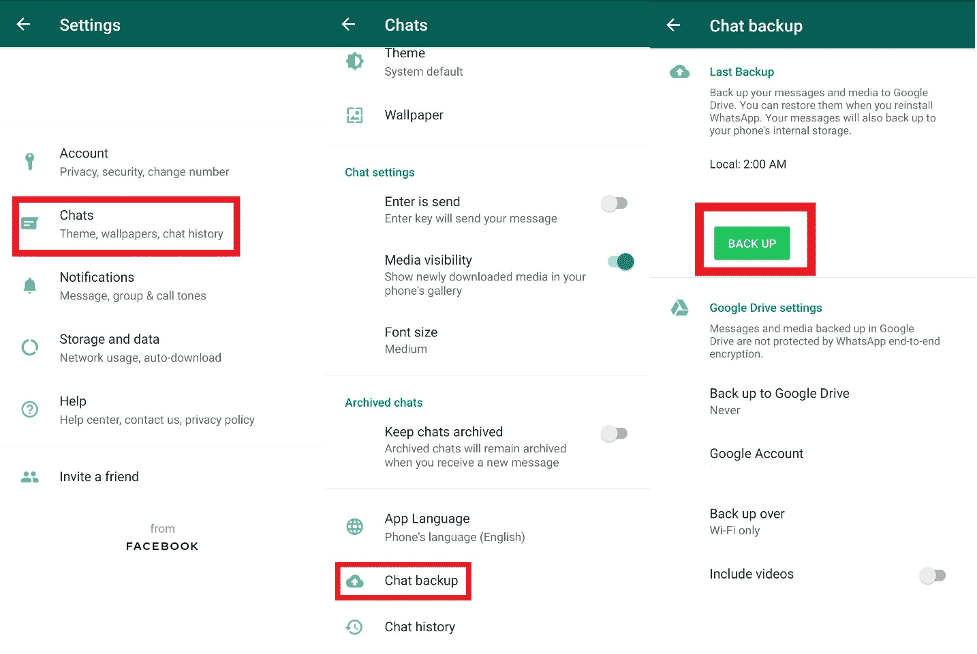 Выбор резервной копии WhatsApp в iCareFone