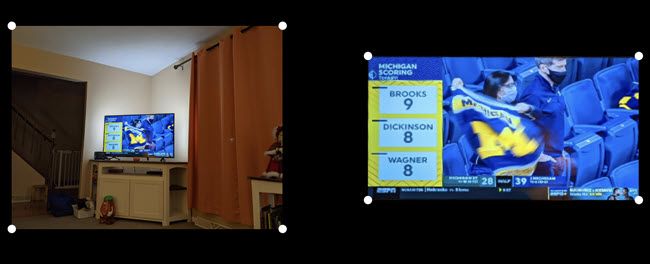 Пример: исходная трапеция слева и выровненный прямоугольник справа