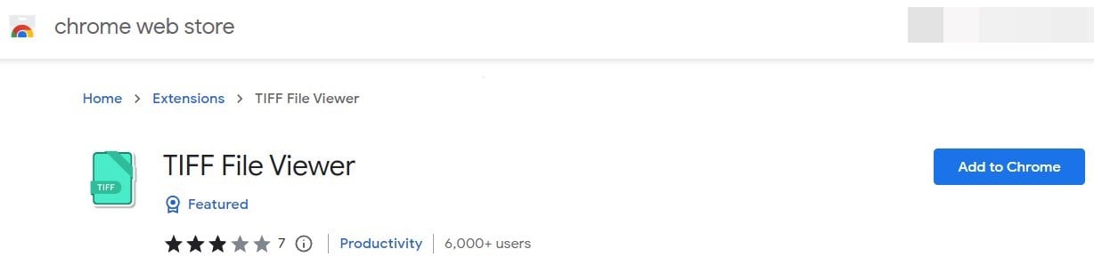 Страница расширения TIFF Viewer в магазине Chrome