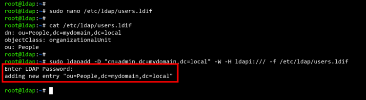 Скриншот добавления OU People в OpenLDAP