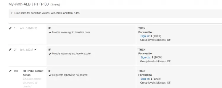 Список правил после добавления