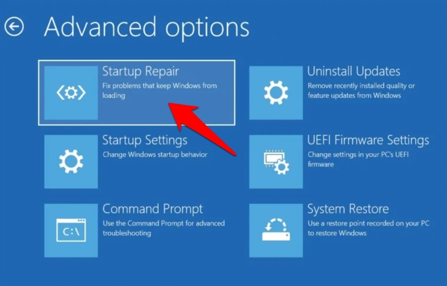 Средство восстановления при загрузке Windows 11