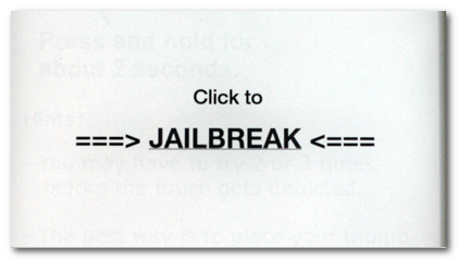 Страница с приглашением нажать для начала джейлбрейка