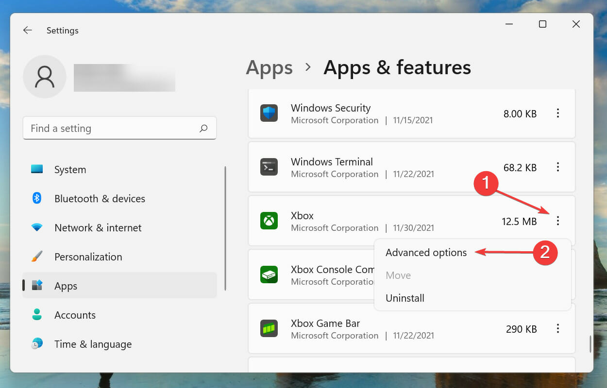 Xbox Advanced options