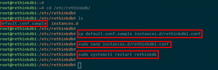 Редактирование конфигурации rethinkdb