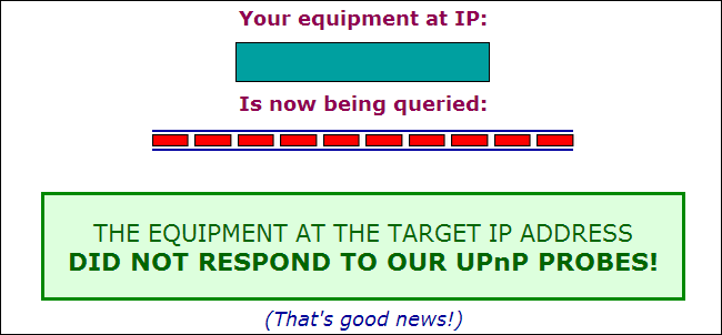 Скриншот: тест ShieldsUP для проверки UPnP