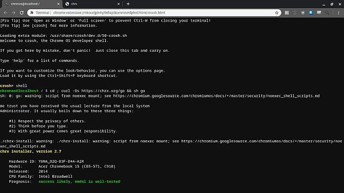 Процесс установки chrx: разделы диска