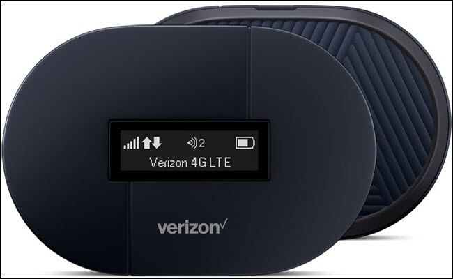 Портативный мобильный роутер Verizon Jetpack спереди и сзади