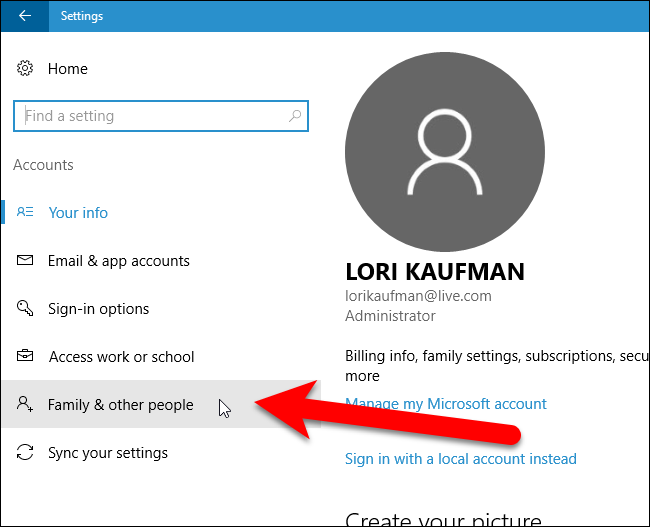 Выбор Семья и другие пользователи