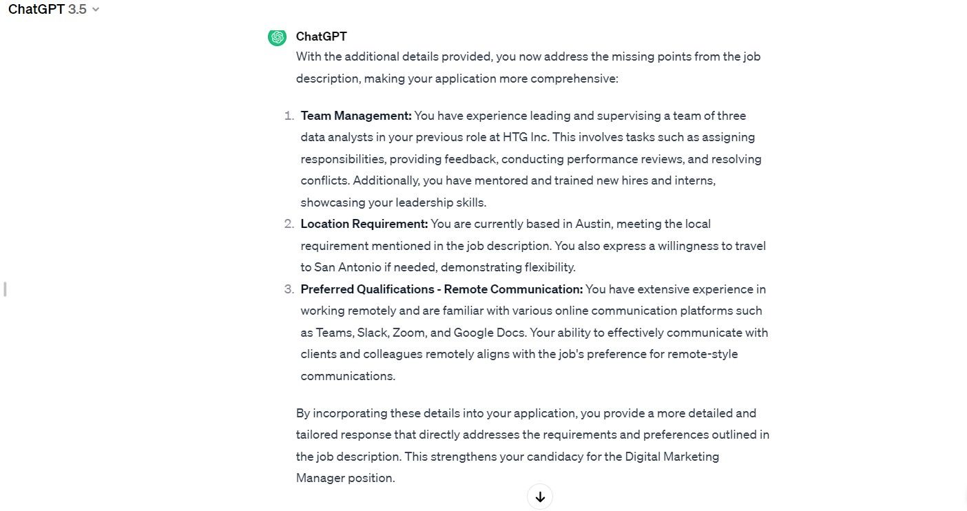 ChatGPT подтверждает квалификацию кандидата после добавления контекстных деталей