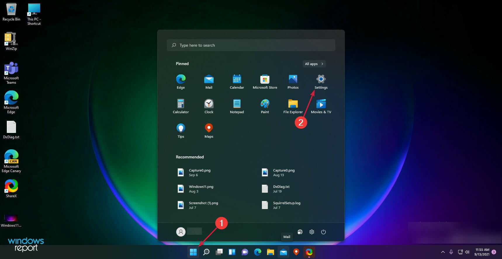 Переход в Параметры Windows 11 — главное меню