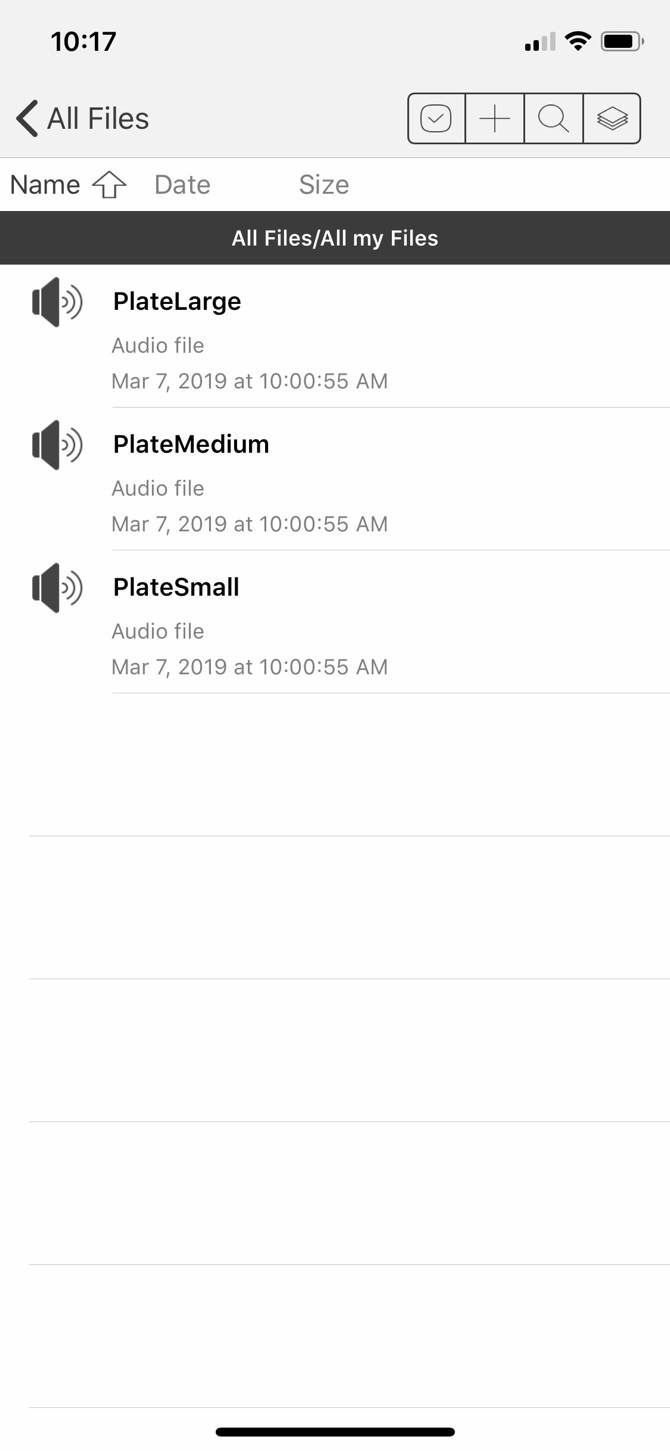 A list of files uploaded to FileApp