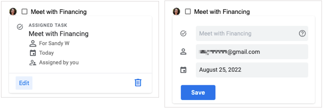 Редактирование, сохранение или удаление задачи